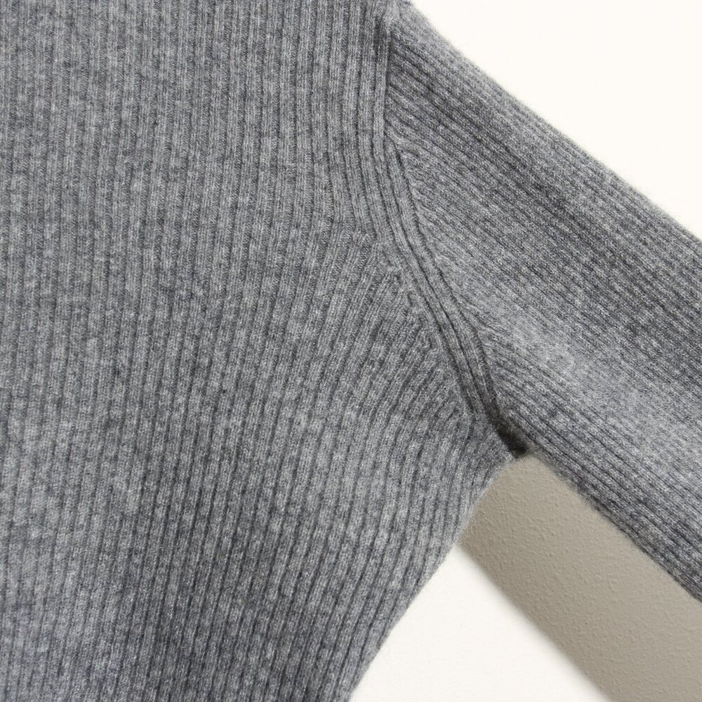 Reformation Luisa Cropped Ribbed Recycled Cashmere-Blend Turtleneck Sweater Gray - Picture 5 of 11
